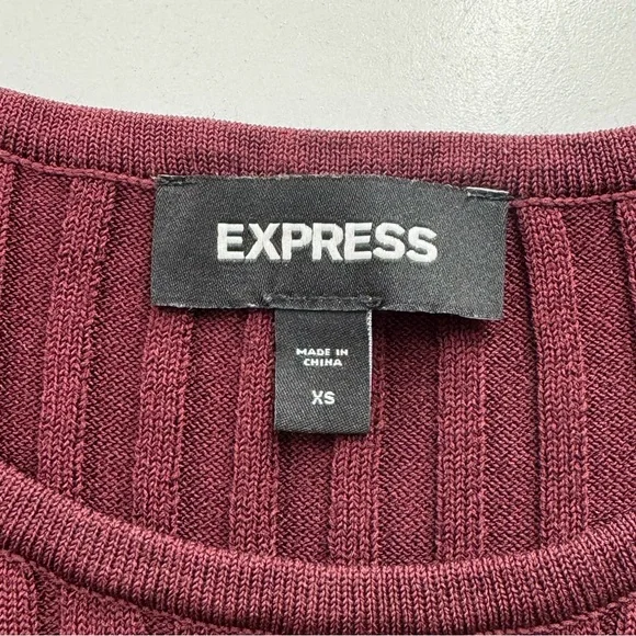 Burgundy Ribbed Knit Maxi Dress Long Sleeve Slim Fit Bodycon Elegant Evening XS - Picture 9 of 11